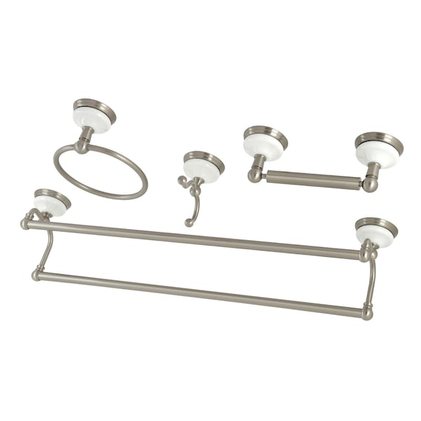 4-Pieces Dual Towel Bar Bathroom Set, Brushed Nickel